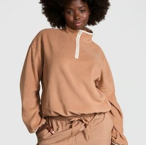 VS Pink Toffee Brown Half Zip Micro Fleece Sweatshirt Medium